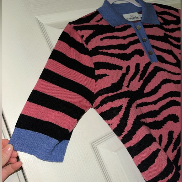 Saturday by Megan Ellaby Cara jacquard knit animal print polo top - Picture 5 of 9